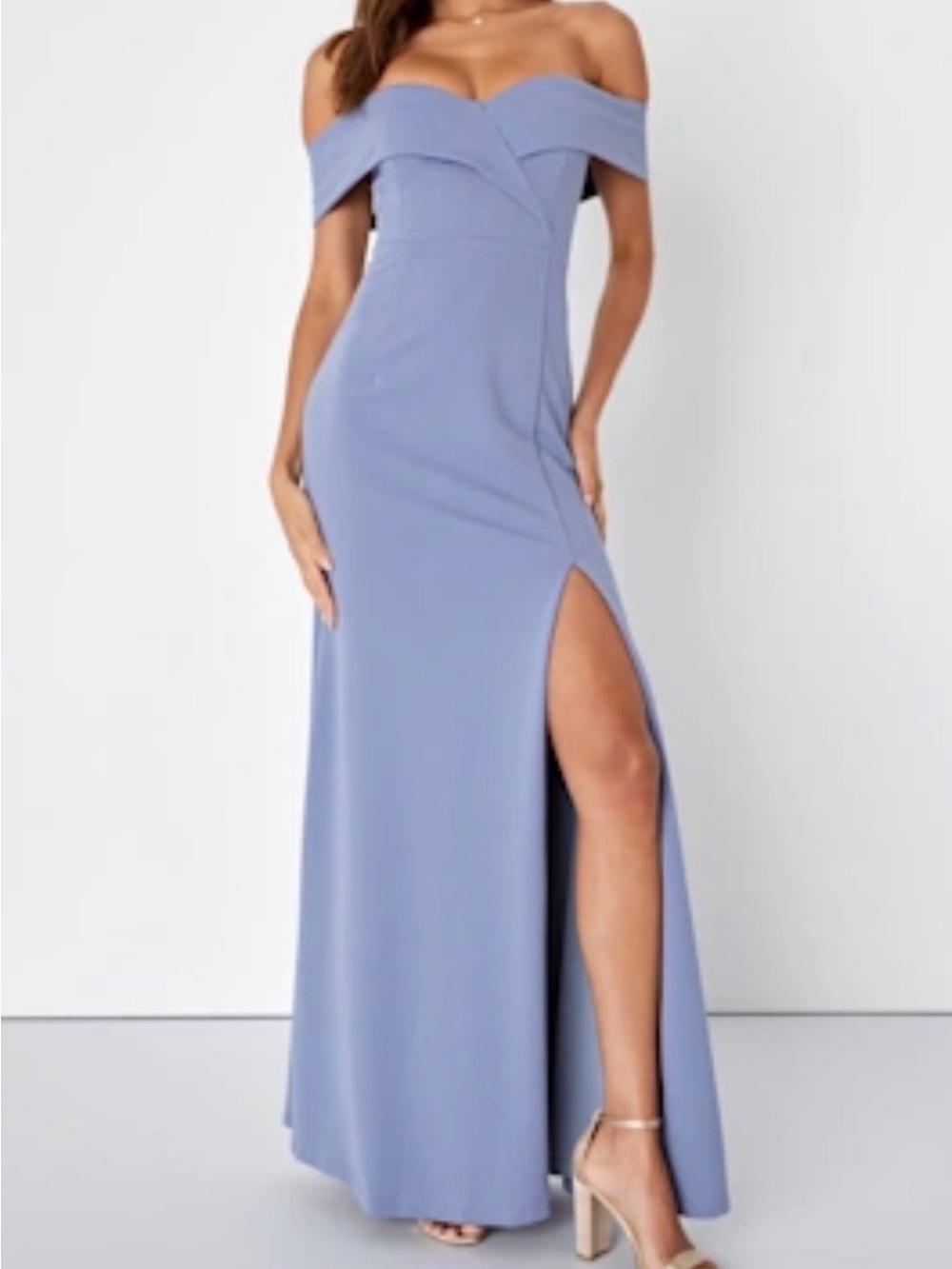 Lulu's never worn light blue off the shoulder maxi dress with slit